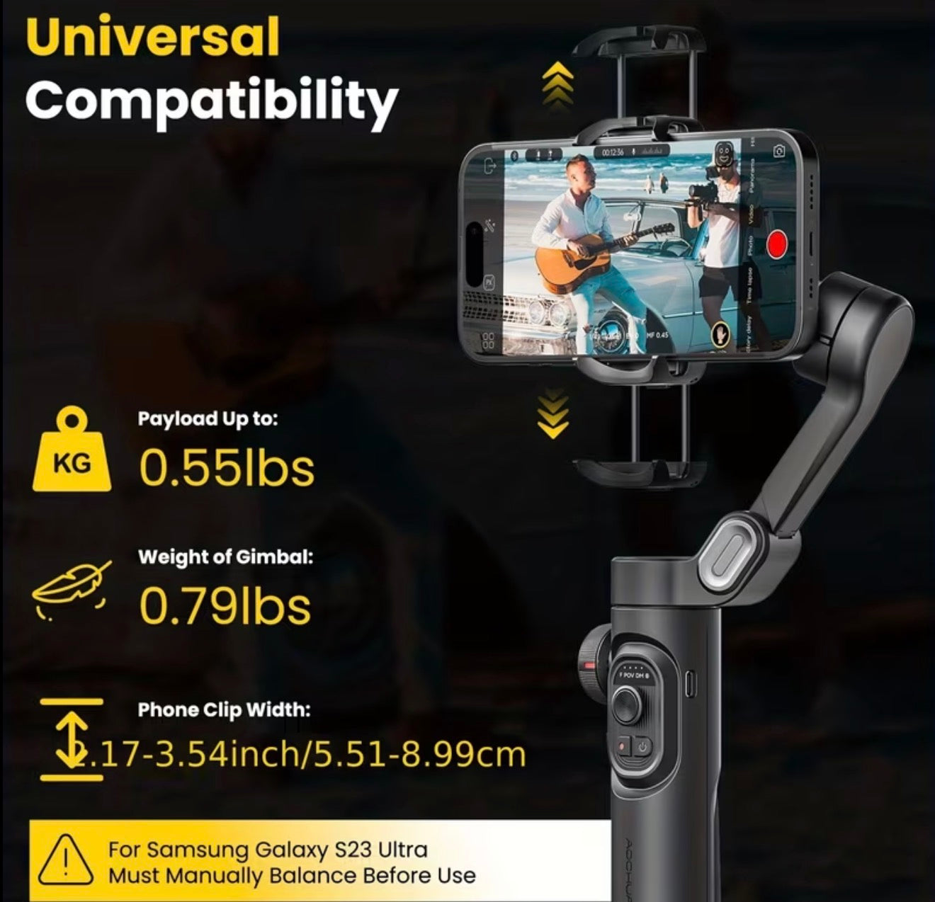 3-Axis Phone Gimbal Stabilizer – Anti-Shake, Foldable & Lightweight for iPhone & Android