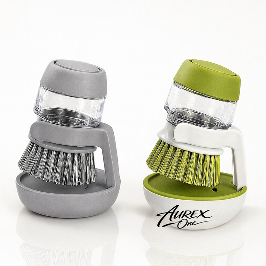 Soap-Dispensing Dish Brush with Tray