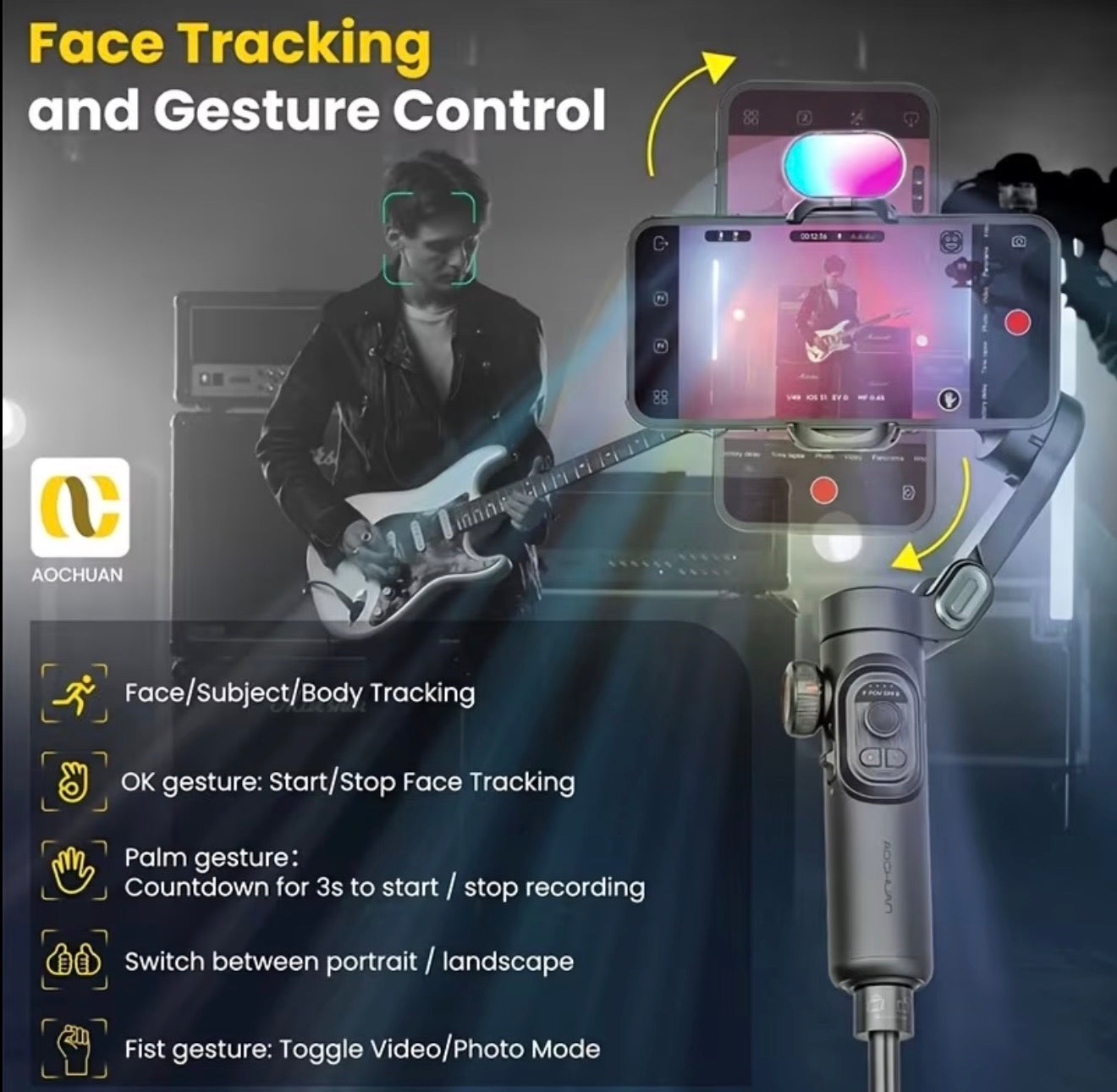 3-Axis Phone Gimbal Stabilizer – Anti-Shake, Foldable & Lightweight for iPhone & Android