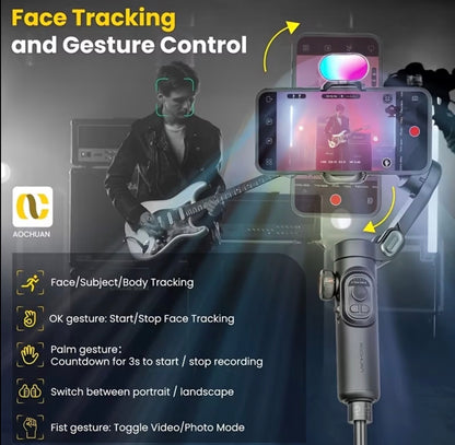 3-Axis Phone Gimbal Stabilizer – Anti-Shake, Foldable & Lightweight for iPhone & Android